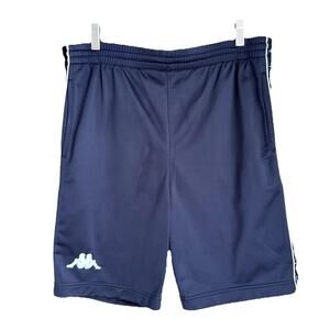 Kappa Men’s Banda Track Shorts L Navy Blue Embroidered Logo Striped Athletic Gym